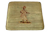 Oak x frame stool in the Neo-Classical style with spindle stretcher its charming tapestry depicting a Caribbean female figure. 19th century