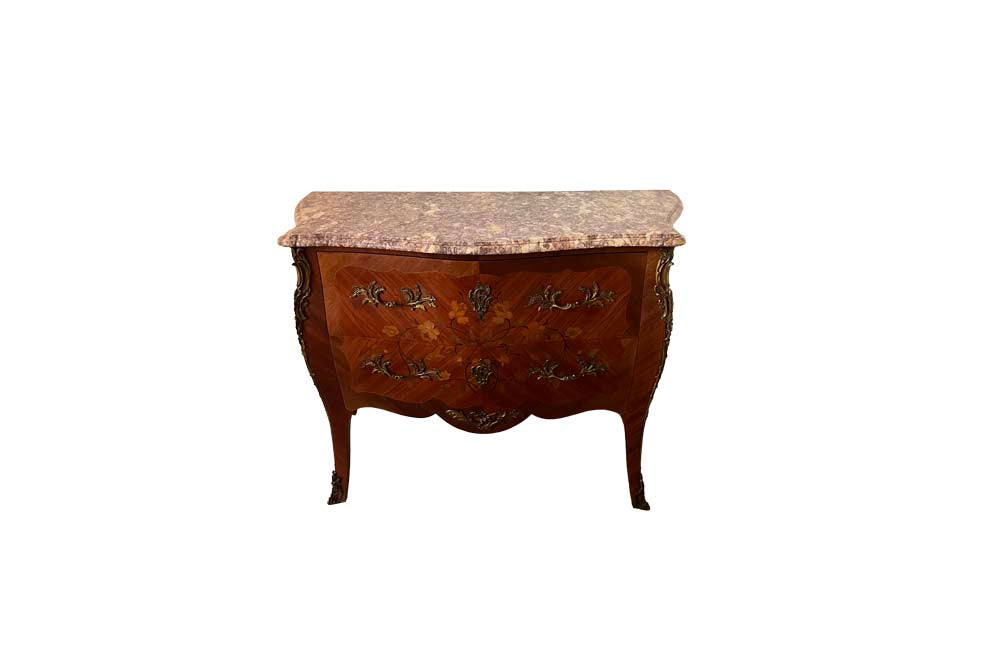 Louis XV Revival Marquetry Commode - French Antique Furniture - Antique Commode  - French Antiques - Decorative Antiques - AD & PS Antiques