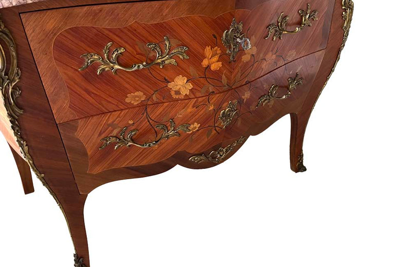 Louis XV Revival Marquetry Commode - French Antique Furniture - Antique Commode  - French Antiques - Decorative Antiques - AD & PS Antiques