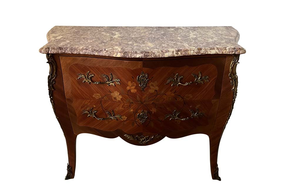Louis XV Revival Marquetry Commode - French Antique Furniture - Antique Commode  - French Antiques - Decorative Antiques - AD & PS Antiques