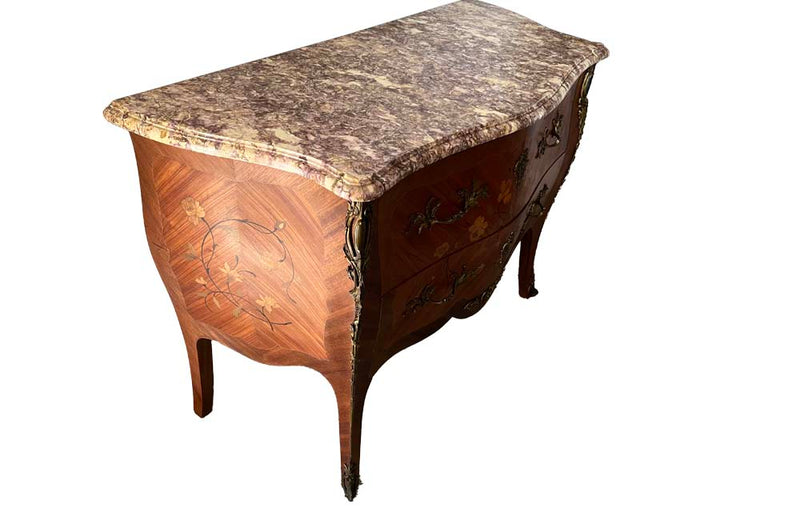 Louis XV Revival Marquetry Commode - French Antique Furniture - Antique Commode  - French Antiques - Decorative Antiques - AD & PS Antiques