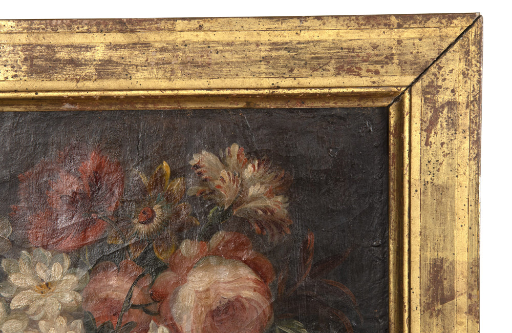 FRENCH 19TH CENTURY FRAMED STILL-LIFE PAINTING OF FLOWERS