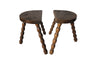 French bobbin milking stools - Vintage wooden stools - demi lune tripod stools - Decorative Antique Furniture - AD & PS Antiques