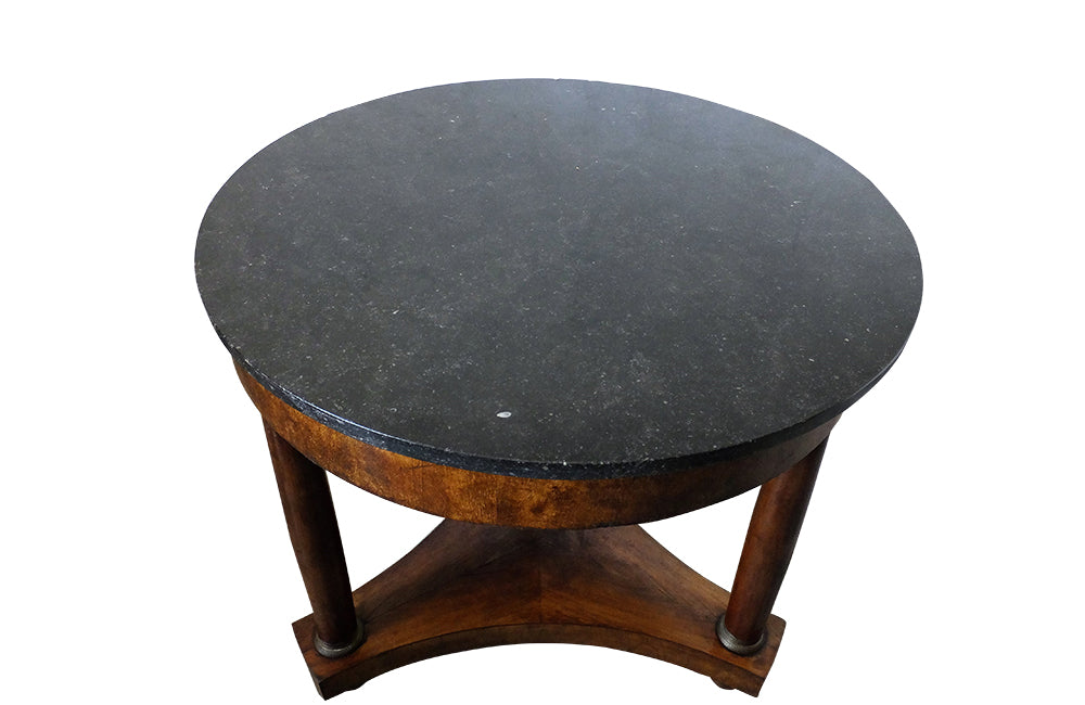 Antique French empire revival Gueridon table with circular black Belgian marble top - Antique Side Table