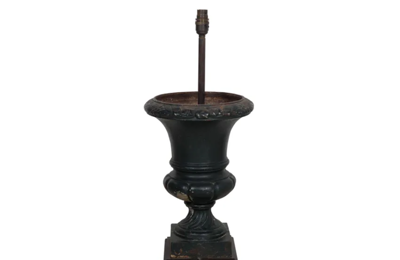 PAIR OF IRON MEDICI URN TABLE LAMPS