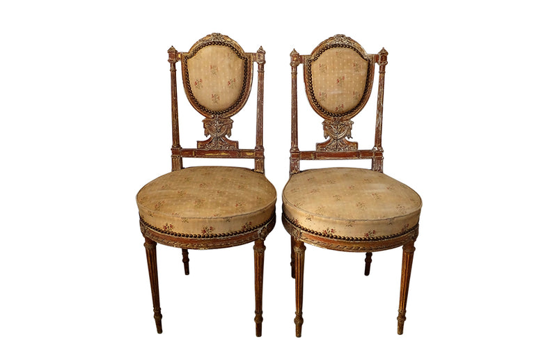 Neo-Classical Revival Side Chairs - Antique Chairs - French Antique Furniture - Decorative Antique Furniture - AD & PS Antiques