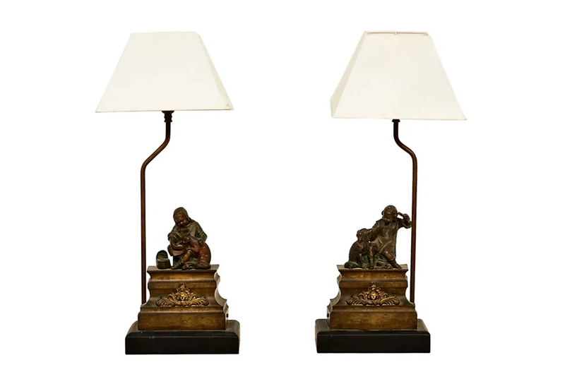 PAIR OF CHARMING BRONZE TABLE LAMPS