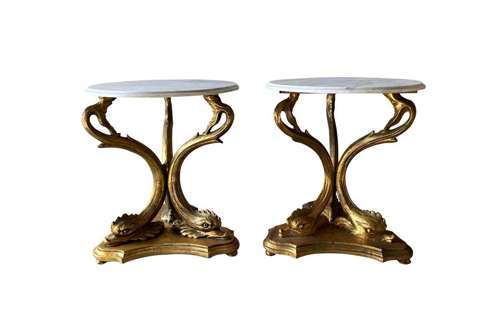 Pair Of Dolphin Side Tables - Italian Decorative Antiques - Mid Century Furniture - Side Tables - End Tables - Pair of Nightstands - Bedside Tables - Decorative Antiques - Tables - Antique Shops tetbury - AD & PS Antiques