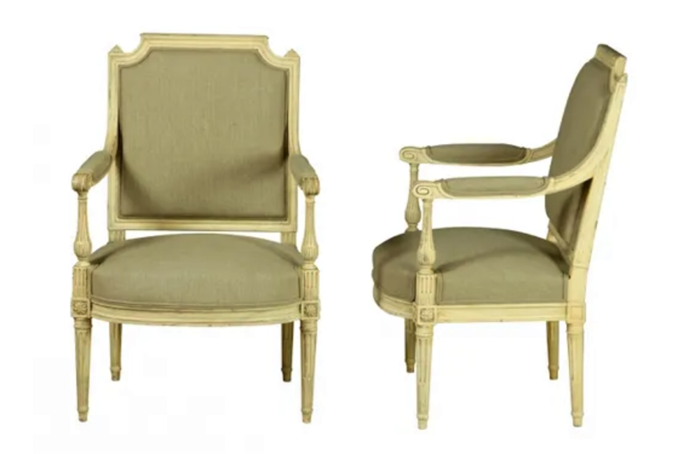 Pair of 19th Century French Louis XVI Style Oversized Bergere