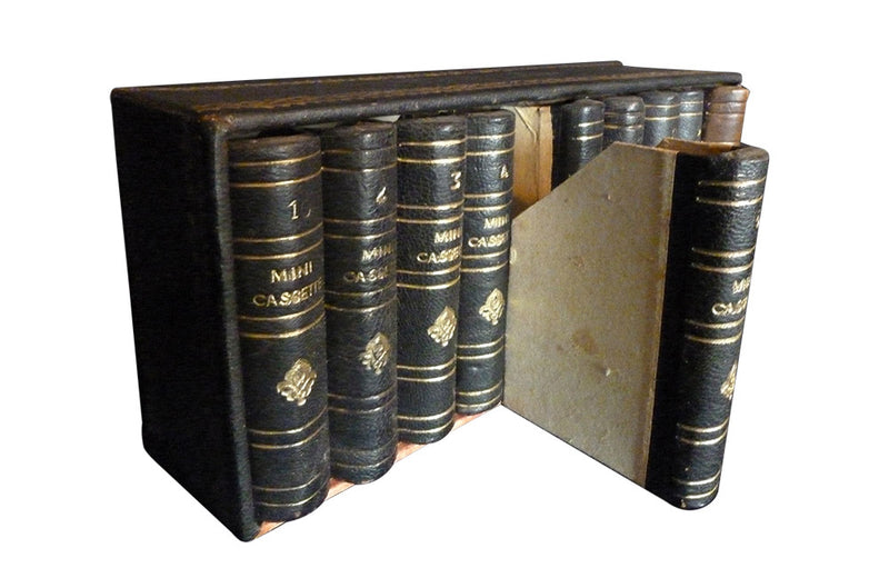 SET OF SMALL LEATHER FAUX BOOK FILES