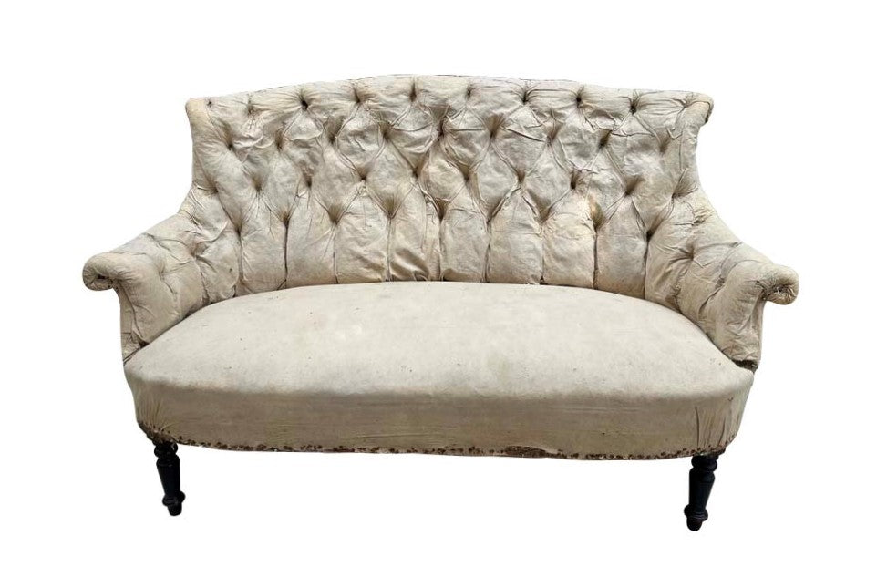 French Napoleon Buttoned Sofa - Antique Sofa - French Antique Furniture - AD & PS Antiques