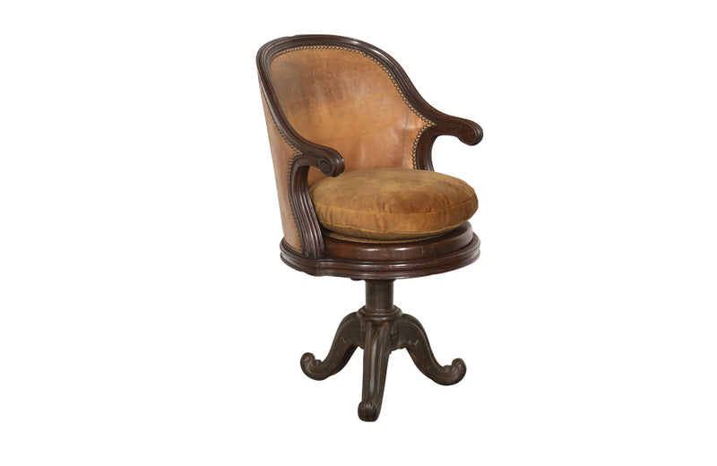 19th Century Ships Desk Chair -  French Antique Furniture - Antique Chair - Antique Office Chair - French Antiques - AD & PS Antiques