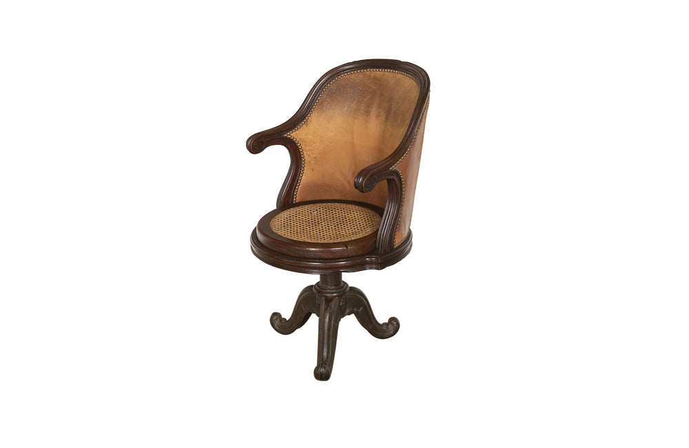 19th Century Ships Desk Chair -  French Antique Furniture - Antique Chair - Antique Office Chair - French Antiques - AD & PS Antiques