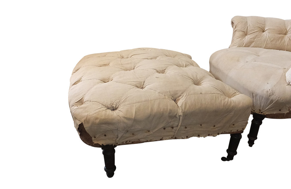19th Century Scroll Back Buttoned Duchesse Brisee-Two Piece Daybed-Country House Antiques-French Antiques-Antique Armchair-Seating-Armchairs-Daybeds-AD & PS Antiques