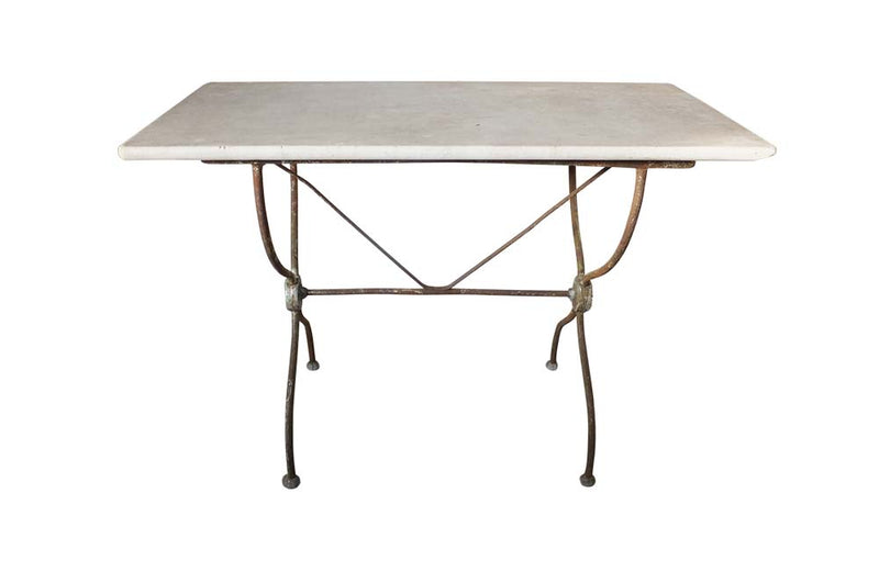 19th Century Neo-Classical Revival Bistro Table - Antique Garden Table - Garden Antiques - Antique Marble Top Table - French Antique Furniture - AD & PS Antiques 