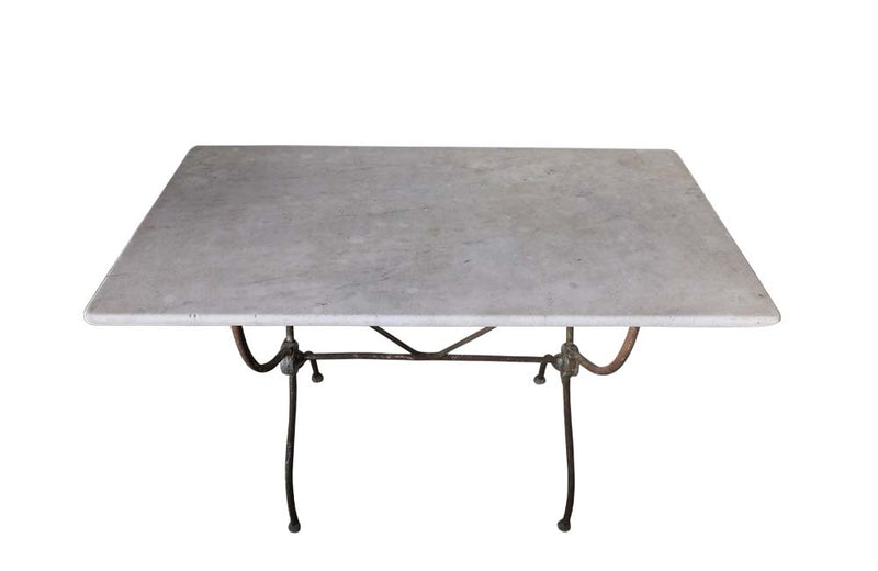 19th Century Neo-Classical Revival Bistro Table - Antique Garden Table - Garden Antiques - Antique Marble Top Table - French Antique Furniture - AD & PS Antiques 