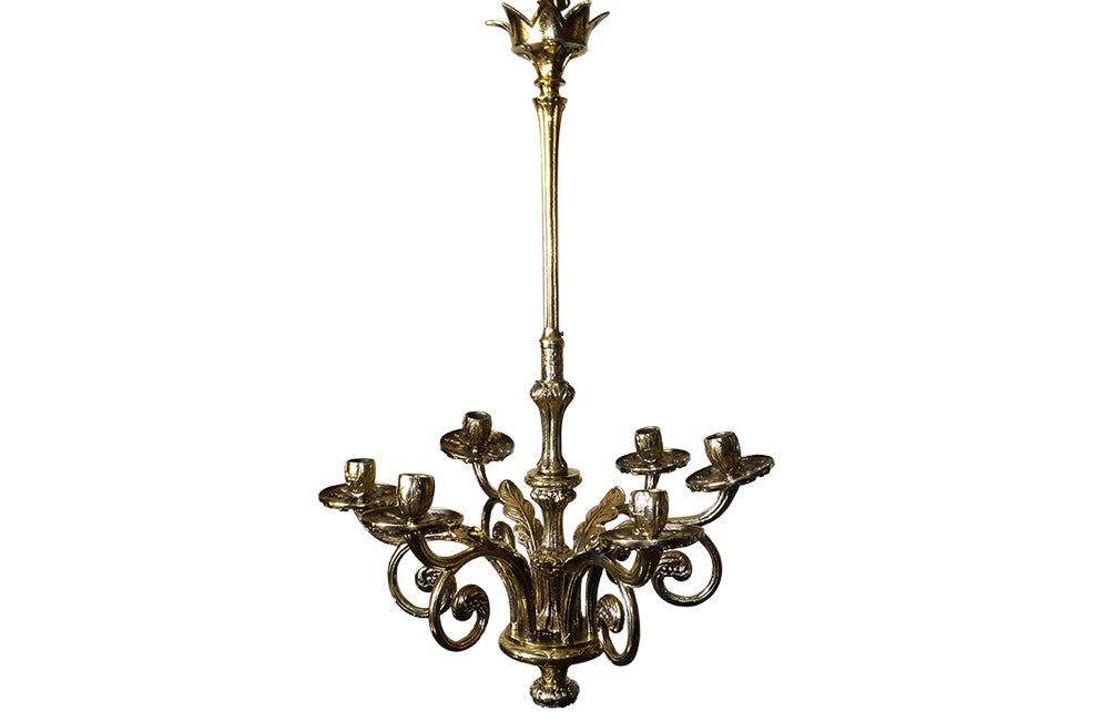 Brass 19th Century French Chandelier-Antique Lighting-Antique Chandelier-French Antiques-AD & PS Antiques