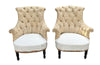 Pair Of French Napoleon III Tufted Armchairs - French Antique Furniture - Antique chairs - Antique Armchairs - French Antique Chairs - Scroll Back Armchairs - Antique French Armchairs -  - AD & PS Antiques 