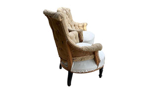 Pair Of French Napoleon III Tufted Armchairs - French Antique Furniture - Antique chairs - Antique Armchairs - French Antique Chairs - Scroll Back Armchairs - Antique French Armchairs -  - AD & PS Antiques 