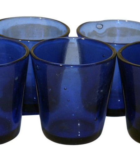 Set of Five French Blue Votive Glasses - French Decorative Antiques - Decorative Accessories - Candle Lighting - Drinking Glasses - Blue Glass -Votive Glasses - French Antiques - Antique Shops Tetbury - AD & PS Antiques