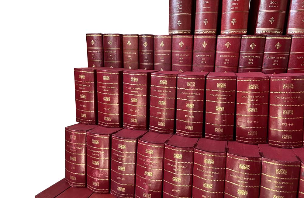 Collection Of 85 Red Leather Faux Book Files - French Decorative Accessories - Library Accessories - Bookshelves - Decorative Accessories - Leather Books - Faux Books - Storage Accessories - Antique Shops Tetbury - adpsantiques - AD & PS Antiques
