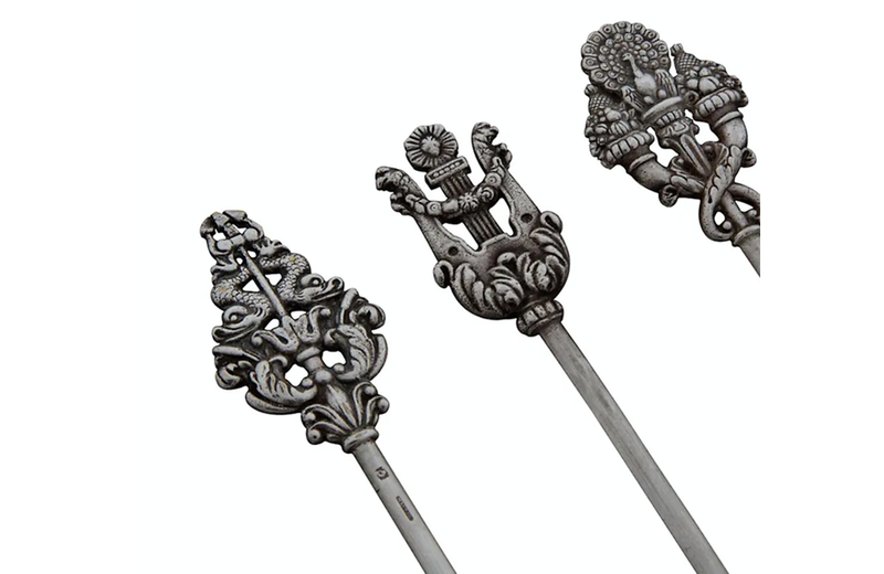 SET OF SIX FRENCH SILVERPLATE HATELET SKEWERS