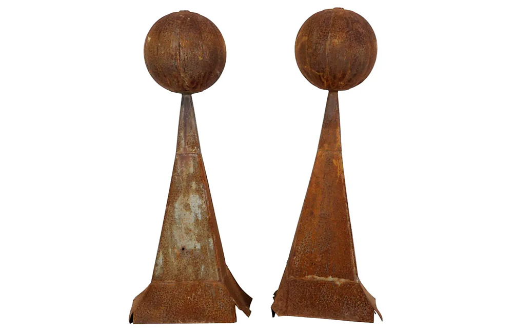 PAIR OF FRENCH DECORATIVE IRON FINIALS