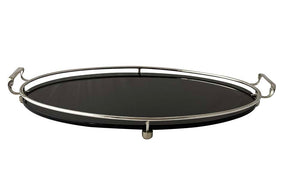 1930s silverplate & glass oval tray - vintage cocktail tray - AD & PS Antiques
