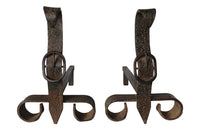 PAIR OF IRON BUCKLE ANDIRONS