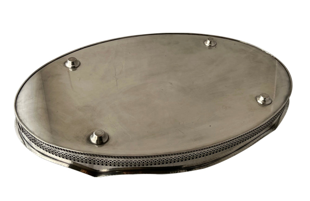 LARGE ENGLISH WORN SILVERPLATE OVAL TRAY