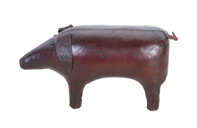 ENGLISH LEATHER PIG FOOTSTOOL