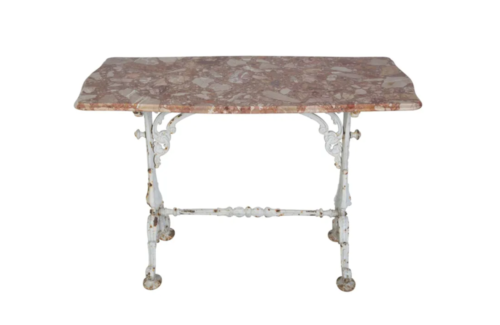 CAST IRON FRENCH GARDEN TABLE - ANTIQUE GARDEN FURNITURE - AD & PS ANTIQUES
