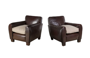 PAIR OF 1940'S LEATHER CLUB CHAIRS