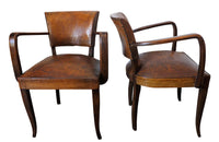 FOUR LEATHER BRIDGE CHAIRS