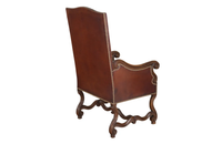 Handsome, beautifully carved walnut, leather armchair in the Louis XIV style - Antique Chairs - Antique Furniture