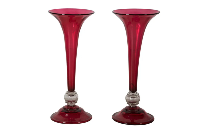 PAIR OF LARGE TRUMPET VASES