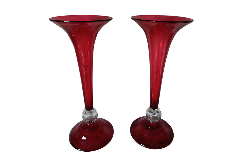 PAIR OF LARGE TRUMPET VASES