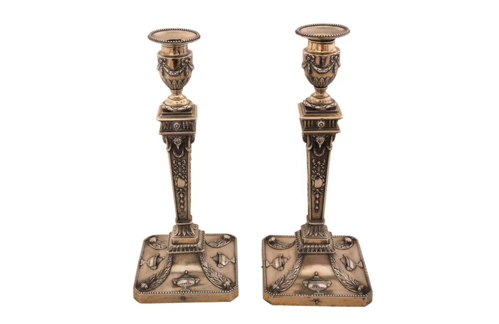 PAIR OF NEO-CLASSICAL REVIVAL CANDLESTICKS