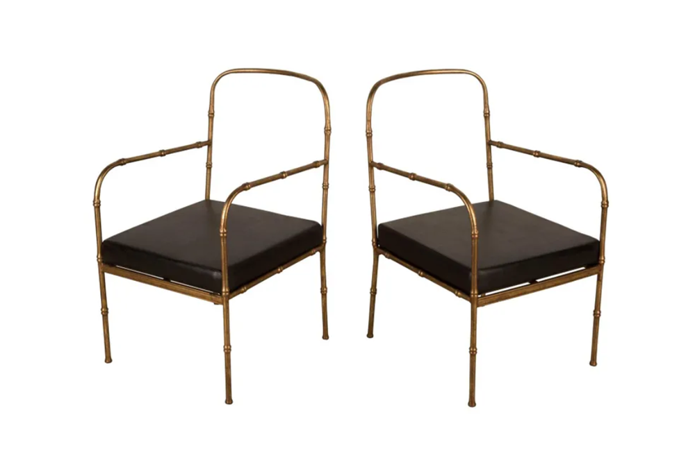 PAIR OF JACQUES ADNET STYLE ARMCHAIRS