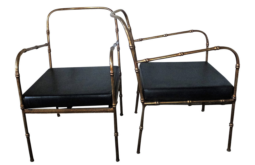PAIR OF JACQUES ADNET STYLE ARMCHAIRS