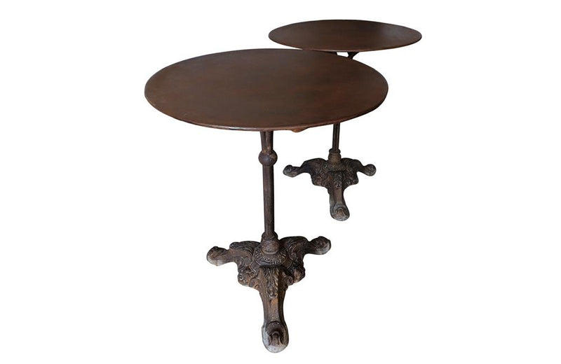 PAIR OF FRENCH IRON CAFE TABLES