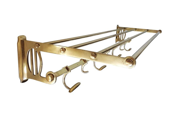 BRASS COAT/HAT RACK & HOOKS