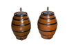 PAIR OF POTTERY BARREL TABLE LAMPS