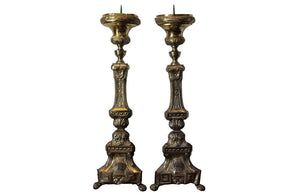 PAIR OF 18TH CENTURY PRICKET STICKS
