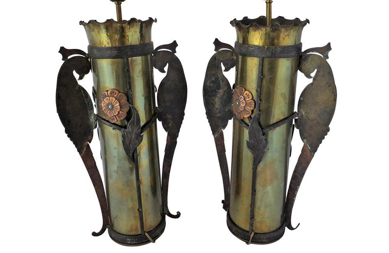 PAIR OF 'TRENCH ART' LAMPS