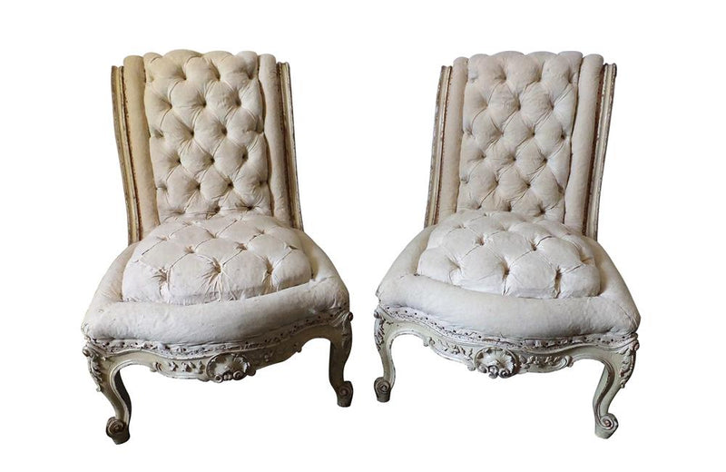 PAIR OF TUFTED SLIPPER CHAIRS