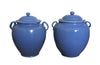 PAIR OF BLUE CONFIT POTS WITH LIDS