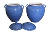 PAIR OF BLUE CONFIT POTS WITH LIDS