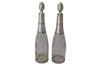 PAIR OF SILVER & CRYSTAL DECANTERS