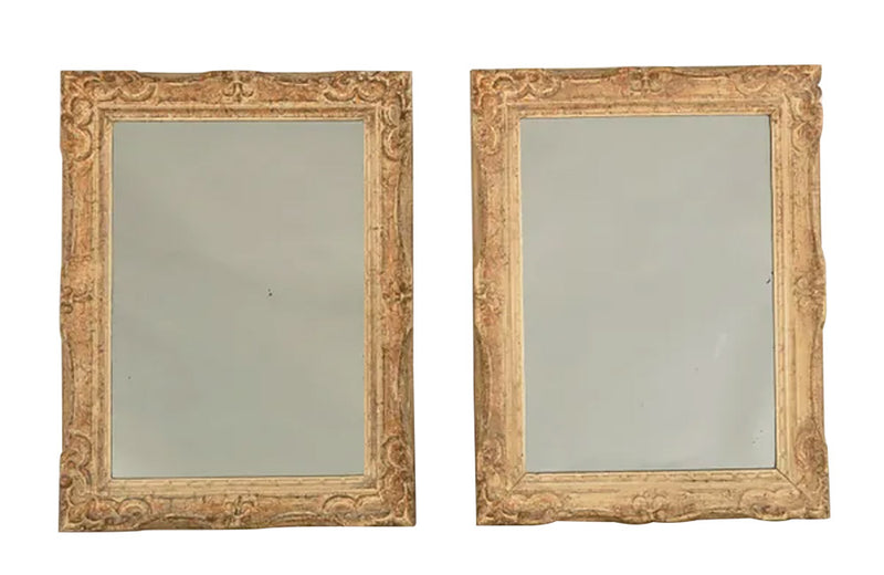 PAIR OF FRENCH CARVED FRAMED MIRRORS